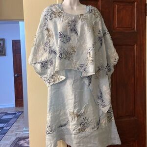 Linen set, dress and poncho,European size 38.